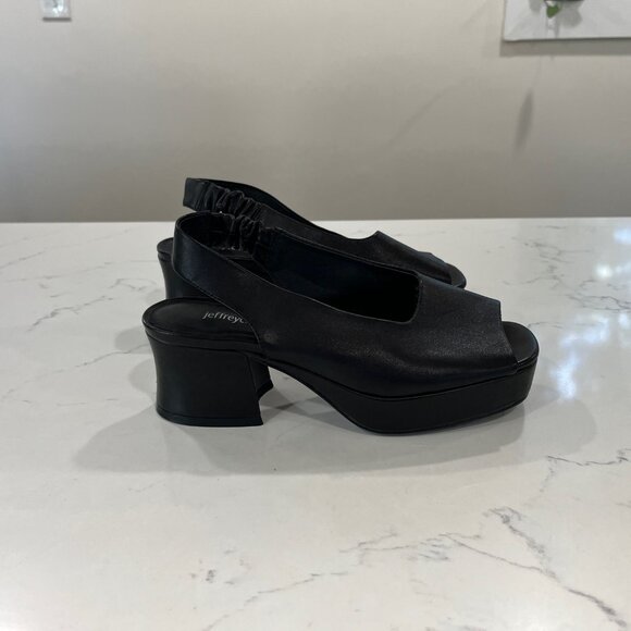 Jeffrey Campbell Extendo Platform Slingback Sandal In Black Leather SIZE 6.5 - Picture 7 of 11